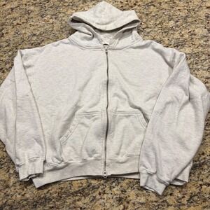 MNML Heather Grey Oversized Full Zip Fleece Hoodie Sweatshirt XL Womens ws